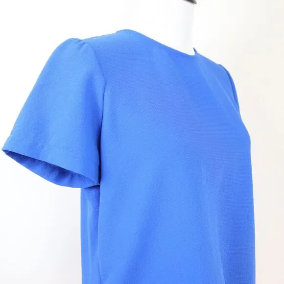 Madewell Size M Tailored Tee High Low Crepe Blouse Short Sleeve Blue - Picture 7 of 11